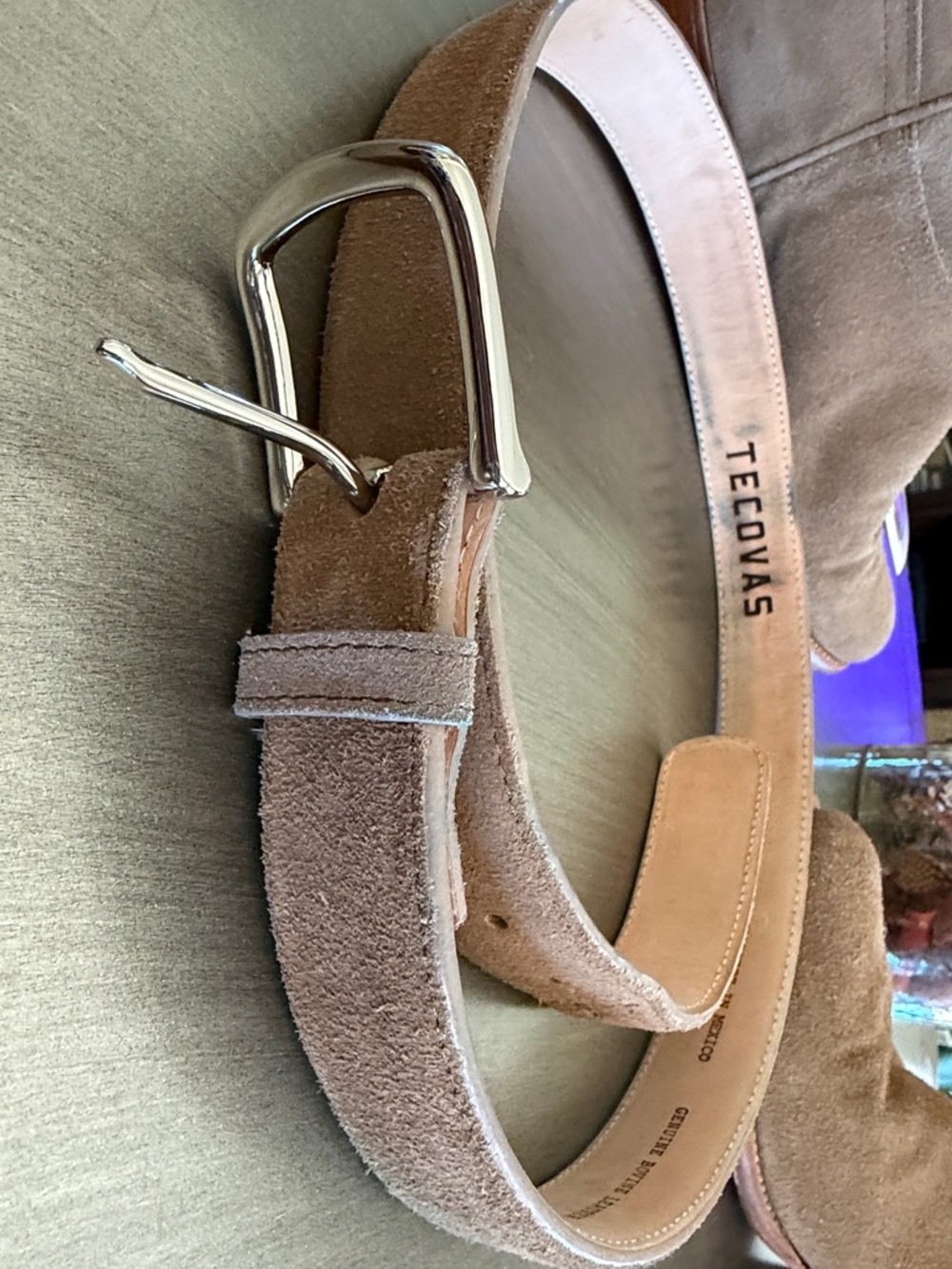 Tecovas "Shane" Suede Roper Boots - Mens 10.5D - Granite w/ matching suede belt - Picture 12 of 13